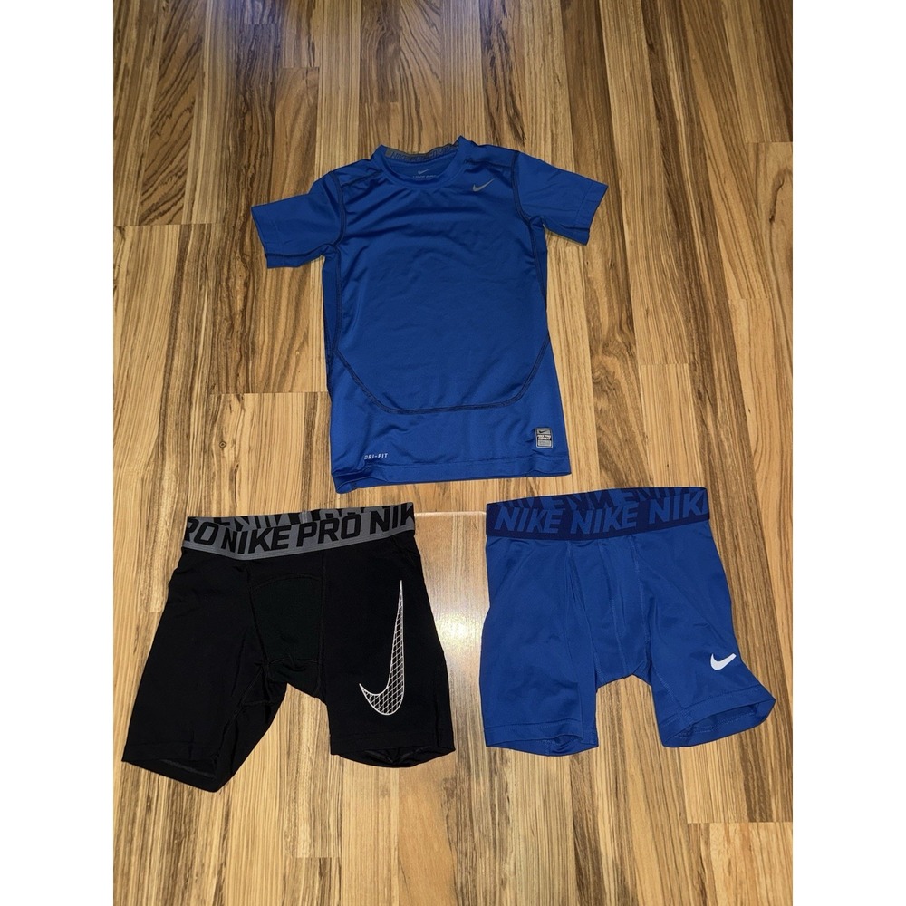 Nike Boys Youth M Medium Lot Dri-Fit Compression Shorts Shirt EUC